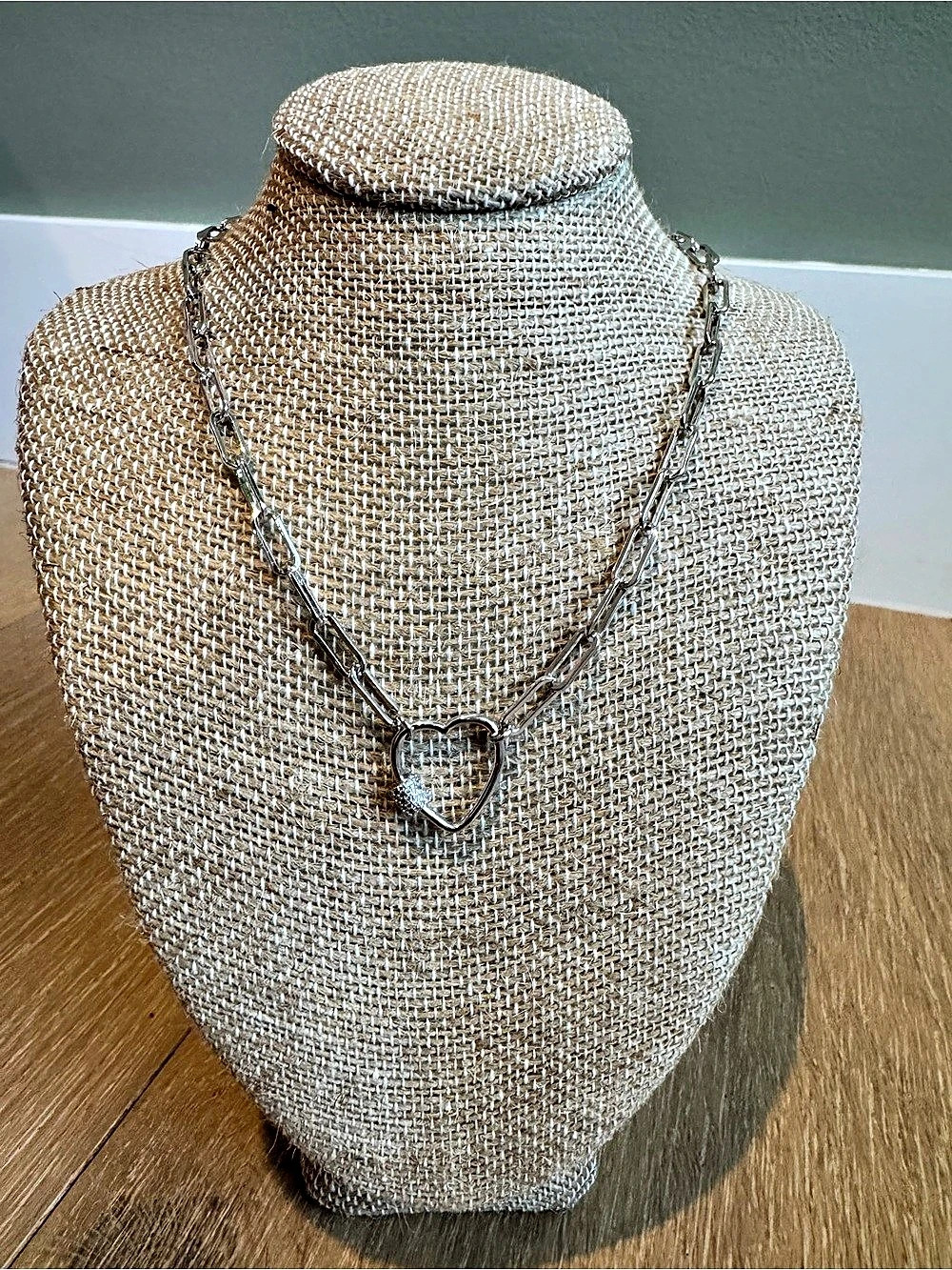 Uncommon James Locked Heart Necklace Silver NWT| Paperclip Chain Dainty